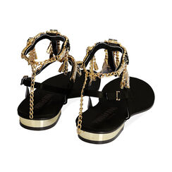 Sandali infradito gioiello neri in raso, Primadonna, 194909992RSNERO038, 003 preview