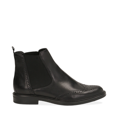 Chelsea boots neri in vera pelle, Stivaletti, 147729508PENERO036, 001a