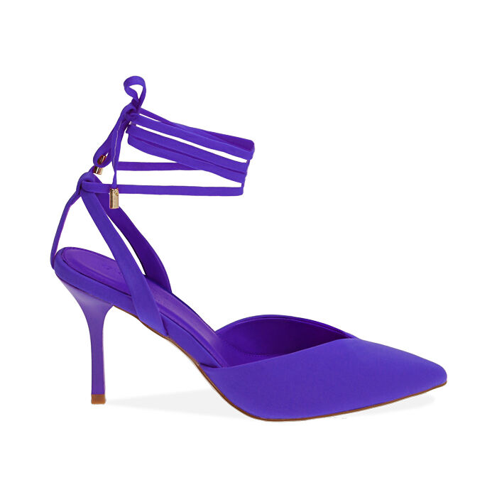 Slingback donna viola in lycra, tacco 8,5 cm | Primadonna Collection