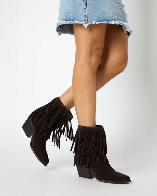 WOMEN SHOES DEMI-BOOT SUEDE MORO, DK BROWN