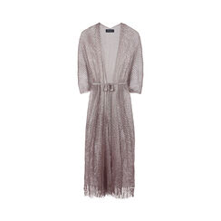 Poncho donna champagne in tessuto con cintura, Primadonna, 25B450102TSCHAMUNI, 001a
