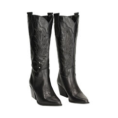 Stivali texani in pelle neri, tacco 7 cm, Primadonna, 23L635050PENERO035, 002 preview