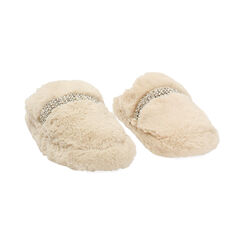 Pantoufles en fourrure synthétique crème avec semelle en caoutchouc, Primadonna, 264753241FUPANN036, 003 preview