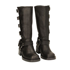 Botas Biker con hebillas negros de nabuk, Primadonna, 22A507775NBNERO040, 002a