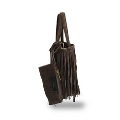 Mini bag con frange testa di moro in camoscio, Primadonna, 260805168CMMOROUNI, 003 preview