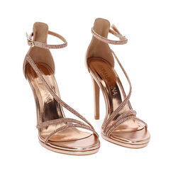 Sandalo con tacco donna rosa-oro da party, tacco 11 cm, Primadonna, 252133421LPRAOR035, 003 preview