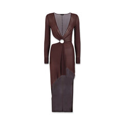 Vestido de mujer color marrón oscuro en tejido, Primadonna, 25C924404TSMOROM, 001a