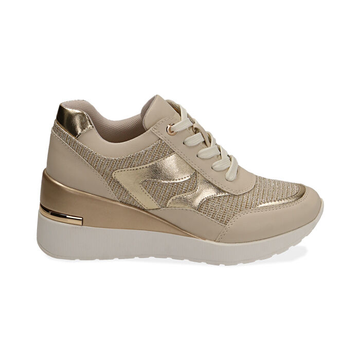 Sneakers beige, zeppa 7 cm | Primadonna Collection