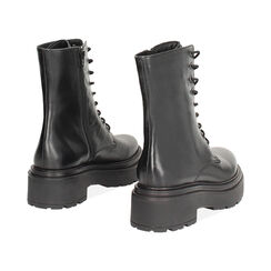 Bottines à lacets noires en cuir véritable avec semelle en caoutchouc, Primadonna, 26N565054PENERO035, 004 preview