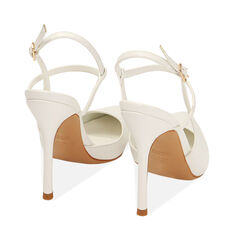 Décolleté slingback bianche, tacco 10,5 cm, Primadonna, 212186142EPBIAN035, 003 preview