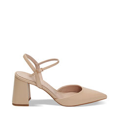 Décolleté slingback beige, tacco largo 7,8 cm, 232104030EPBEIG038, 001a