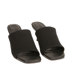 Mules nere in lycra, tacco 6,5 cm , SPECIAL SALE, 192711508LYNERO037, 002a