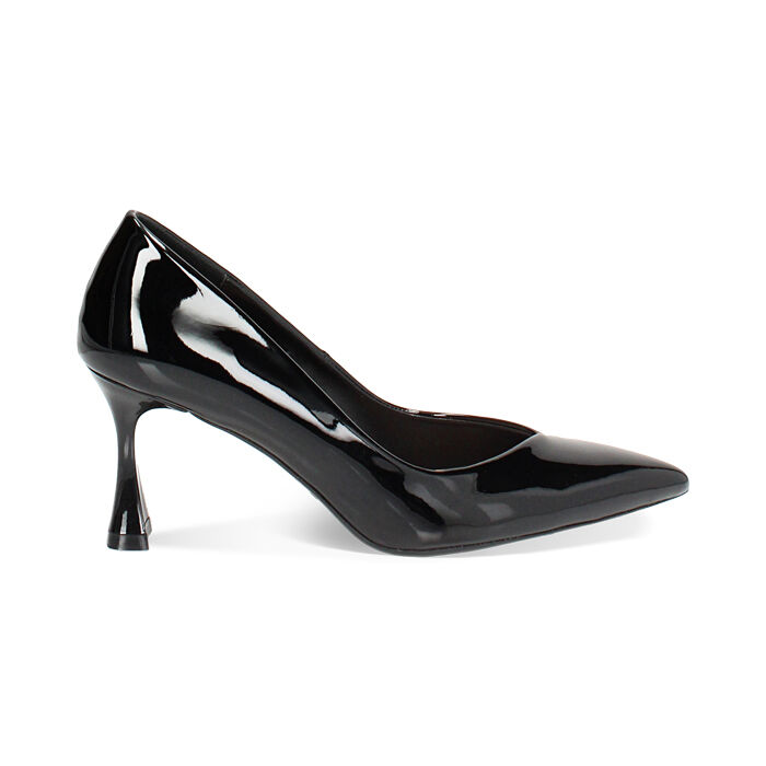 Zapatos de tacón de mujer negros en charol, Primadonna, 252141105VENERO035