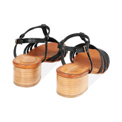 Sandali neri in pelle di vacchetta, tacco 4 cm, Primadonna, 217248217VANERO035, 003 preview