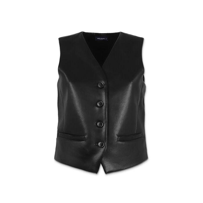 Gilet Smanicato In Pelle Nera Da Donna - Taglia L, Giubbotto Senza Maniche, Stile Rock E Casual