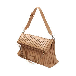 Borsa a spalla plissé beige, Primadonna, 211906177EPBEIGUNI, 002a