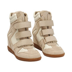 Sneakers beige tacco 7 cm, Primadonna, 270625801MFBEIG037, 003 preview