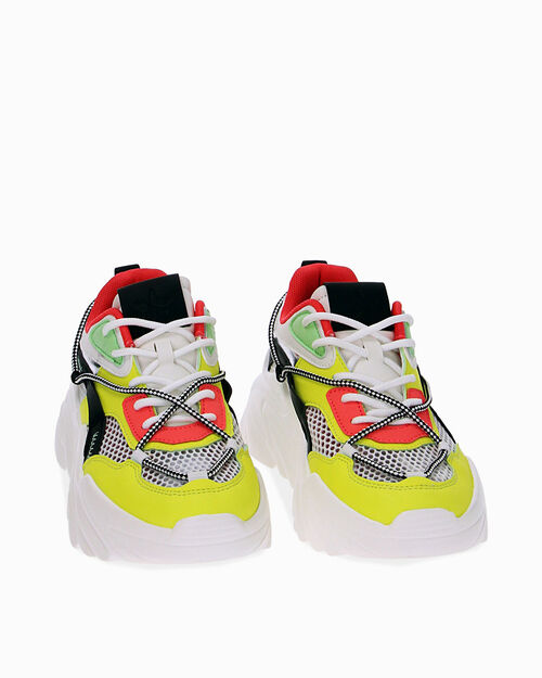 Sneakers in tessuto bianco-giallo, MULTI COLOR
