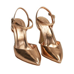 Slingback rosa oro laminato, tacco 9,5 cm , Primadonna, 192106273LMRAOR035, 002a