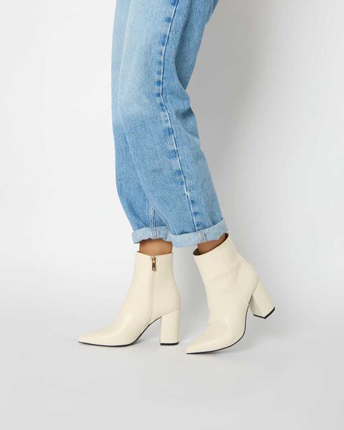 CHAUSSURES POUR FEMMES DEMI-BOTTE SYNTHE, CREAM