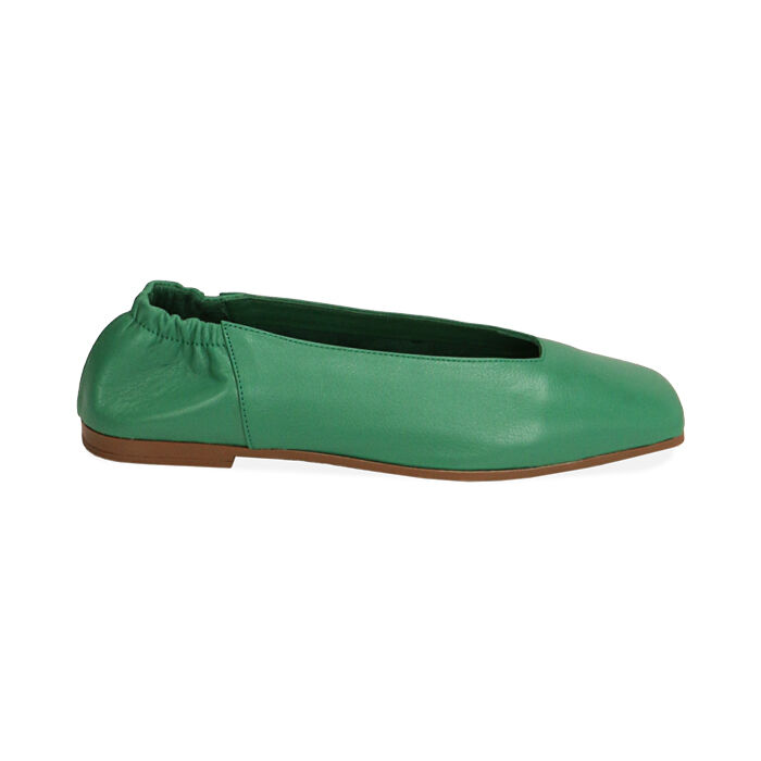 Ballerines en cuir vert bout carr Primadonna Collection