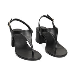 Sandali infradito neri, tacco 5 cm, Ultime occasioni, 234962501EPNERO036, 002 preview