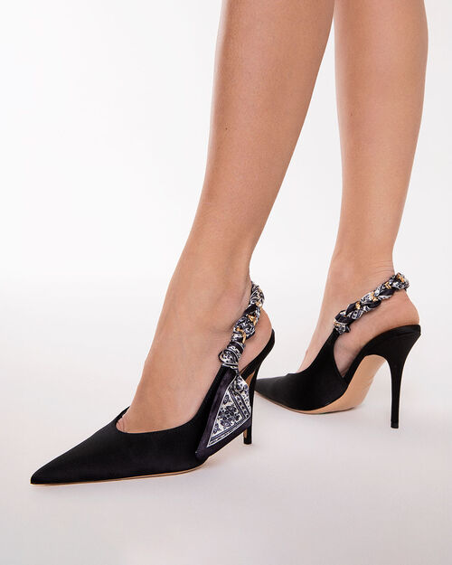 D&eacute;collet&eacute; slingback nere tacco 10,5 cm, BLACK