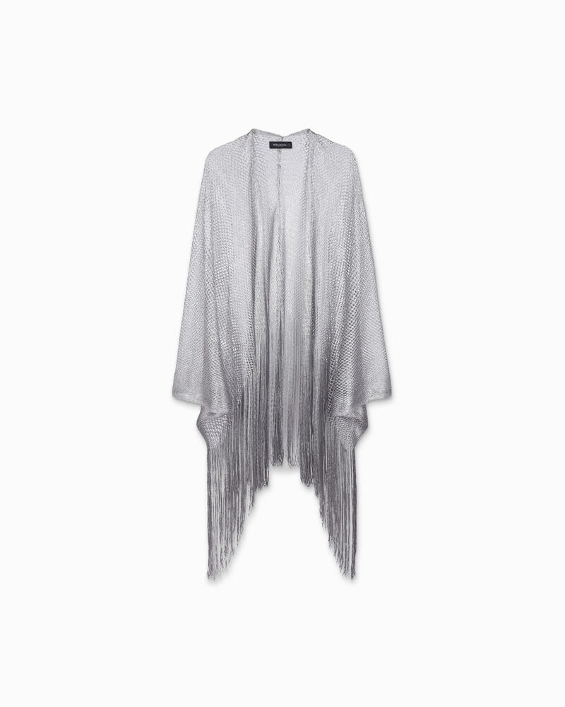 Poncho donna argento in tessuto laminato image number null