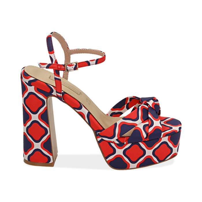Sandali Rossi In Raso Optical Print Tacco 12 Cm Primadonna