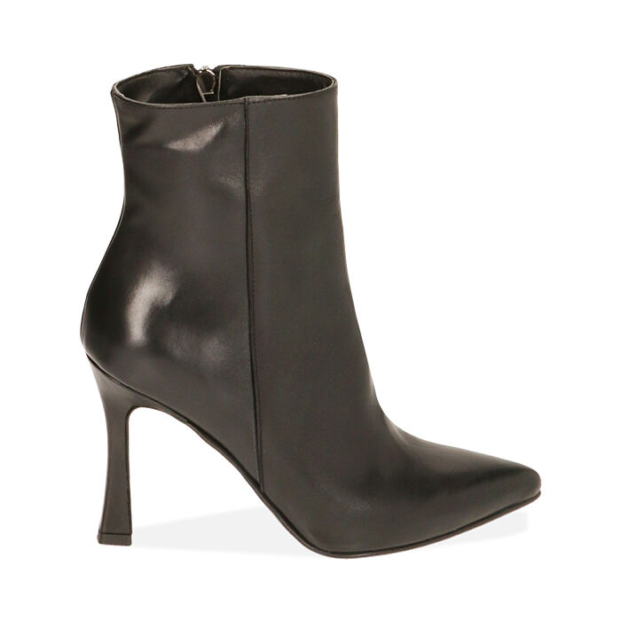 Ankle boots neri in pelle, tacco 10 cm , Primadonna, 20L670011PENERO035