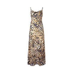 Vestido de mujer negro oro en tela, Primadonna, 25C910002TSNEORS, 001a
