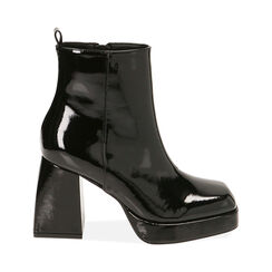 Ankle boots neri in naplack, tacco 9 cm, Primadonna, 204981701NPNERO035, 001 preview
