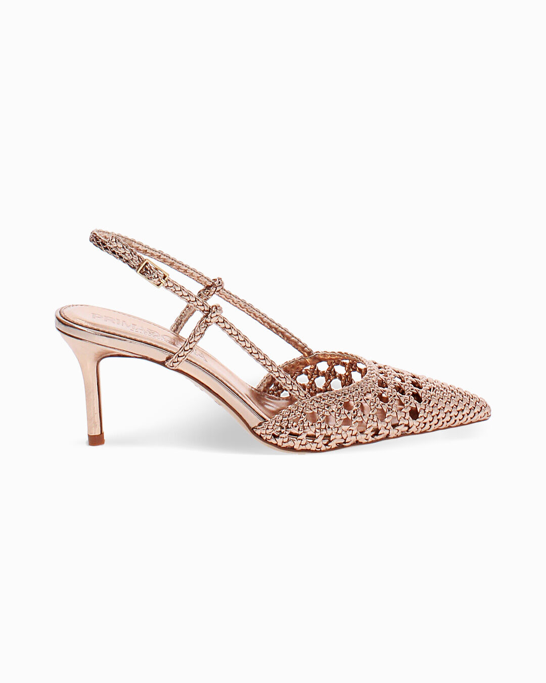 Décolleté slingback rosa-oro tacco 7 cm