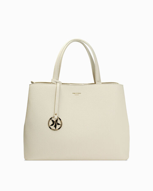 Borsa a mano panna con tracolla removibile, CREAM