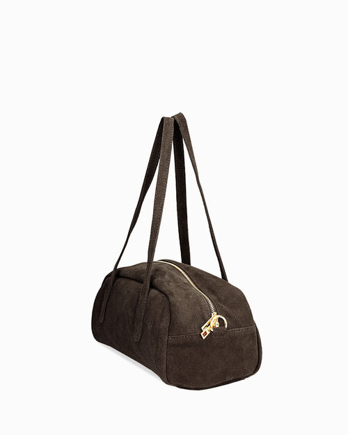 Borsa a mano in camoscio testa di moro, DK BROWN