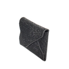 Bolso de hombro negro en microfibra con piedras, 245124695MPNENEUNI, 002a