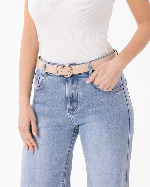 Cintura beige con fibbia elegante, BEIGE