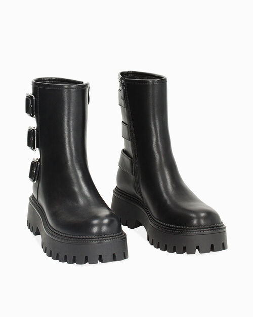 CALZATURA BIKER SINTETICO NERO, 