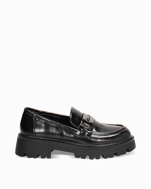 Mocassin noir avec talon de 4,2 cm, BLACK