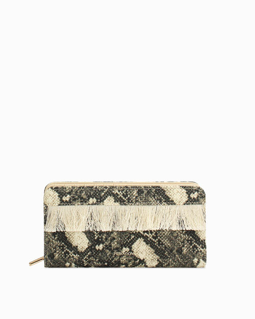 Cartera pit&oacute;n negro-beige con detalles chic, MULTI COLOR