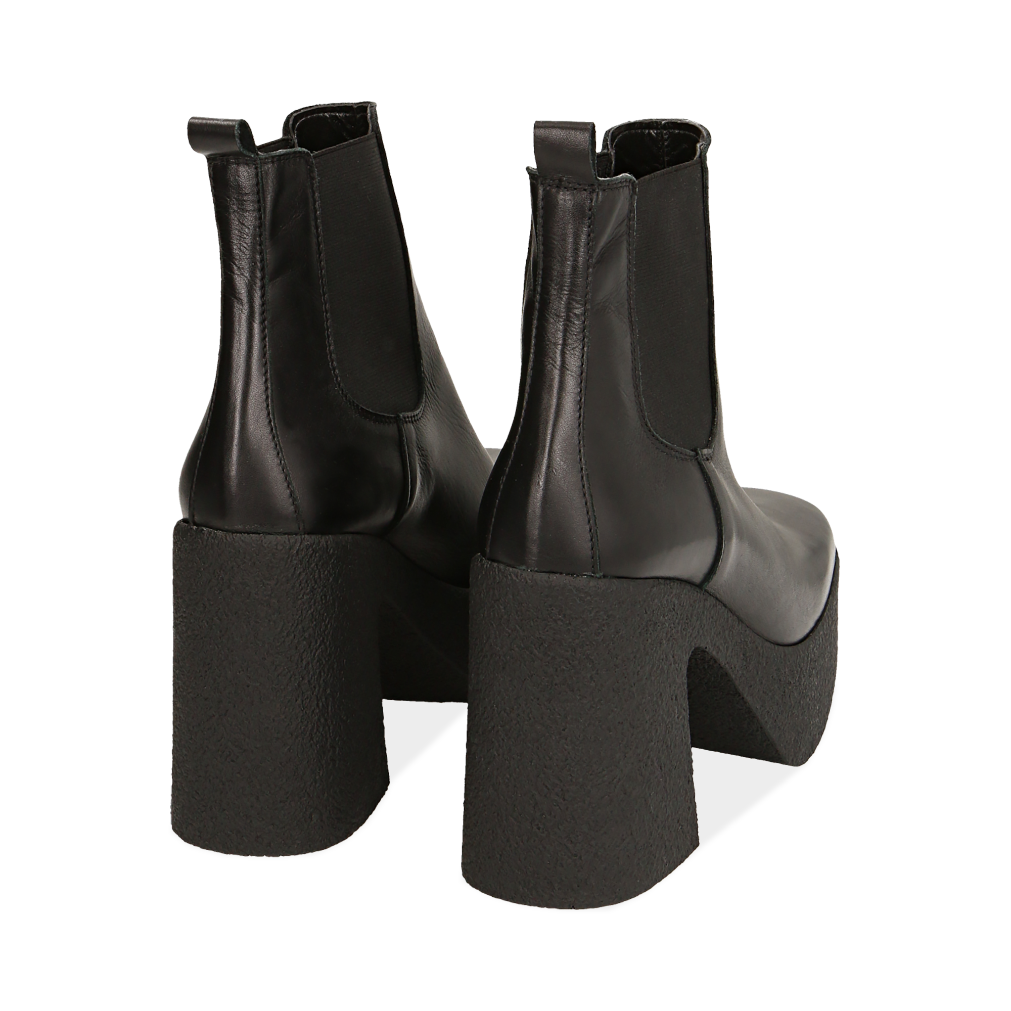 Ankle boots con plateau neri in pelle di vitello, tacco 11 cm | Primadonna  Collection