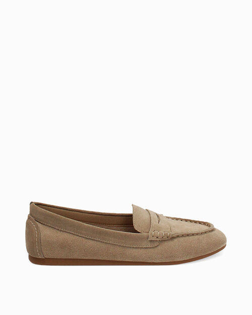 Mocassini taupe in camoscio, TAUPE