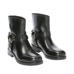 Bottes motardes noires en cuir, 23N520969PENERO035, 002a