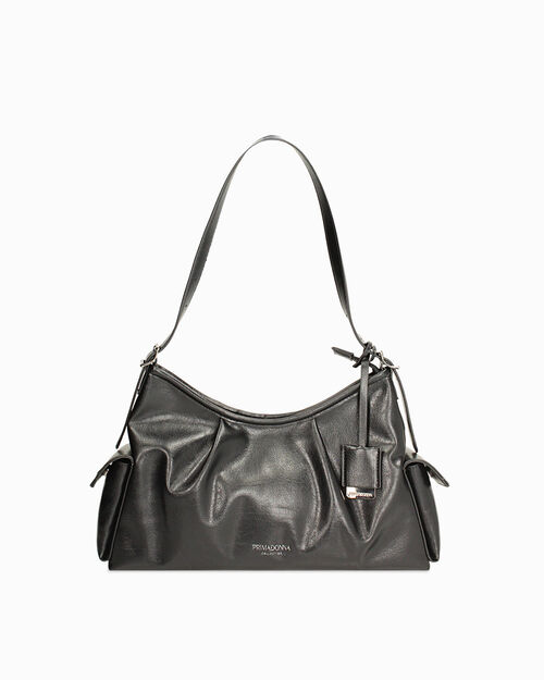 Bolso de hombro negro elegante con correa, BLACK