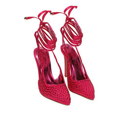 Décolleté lace-up fucsia in raso, tacco 11 cm , Primadonna, 204939401RSFUCS036, 002a