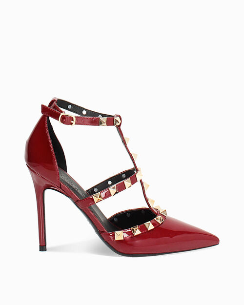 Sandales &agrave; cambrure ouverte cerise avec talon de 10,7 cm, CHESS