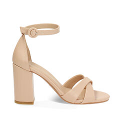 Sandalia de tacón ancha beige para mujer, Primadonna, 252783454EPBEIG035, 001a