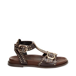 Sandales plates femme marron en cuir, Primadonna, 25N151008PEMARR036, 001a