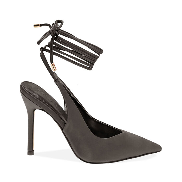 Slingback donna nere in raso tacco 11 cm Primadonna Collection