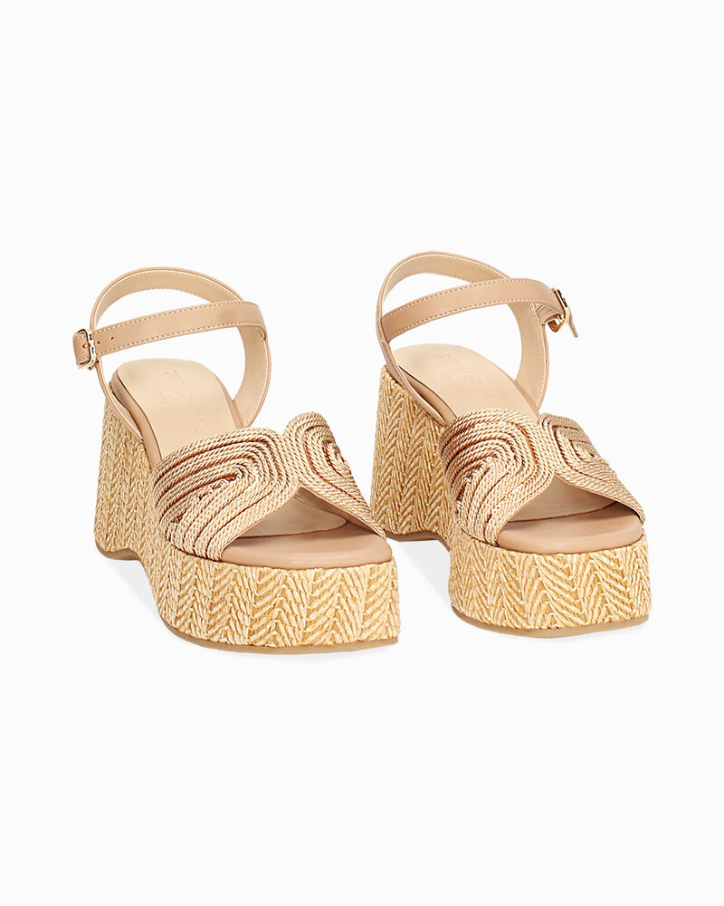 Zeppe donna oro in raffia image number null
